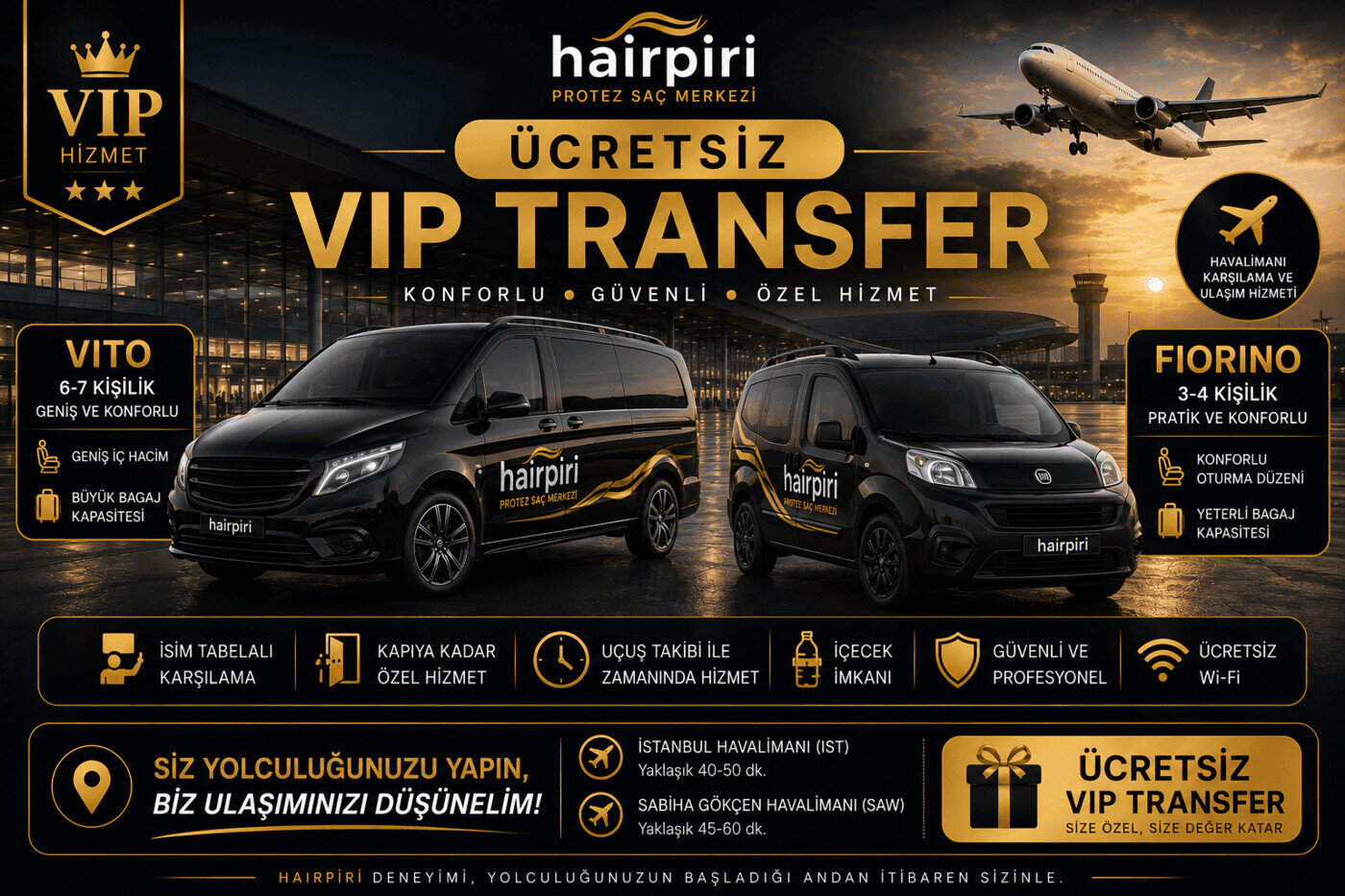 Hairpiri ücretsiz VIP transfer
