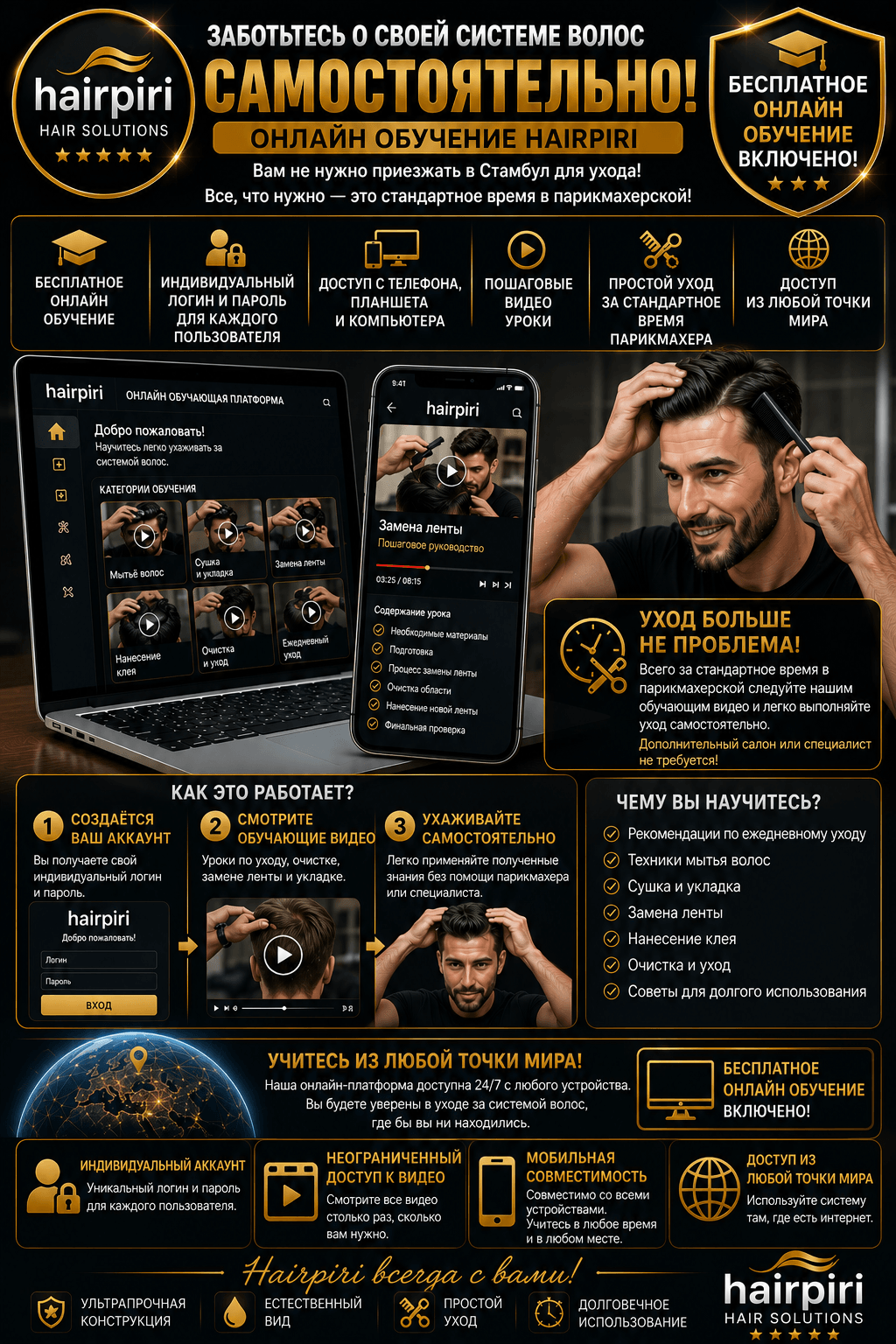 Hairpiri protez saç bakım seti